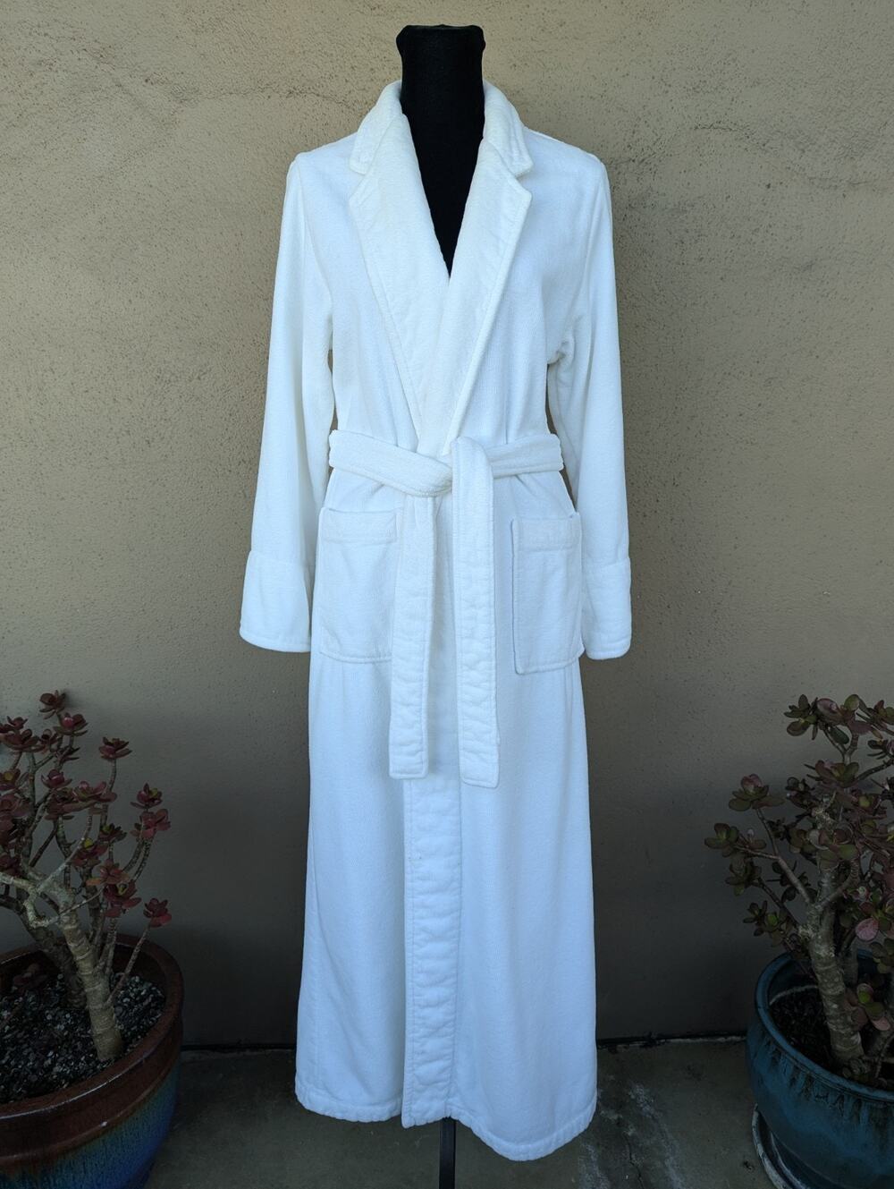 💜Cypress White Cotton Terry Velour Spa Bathrobe M